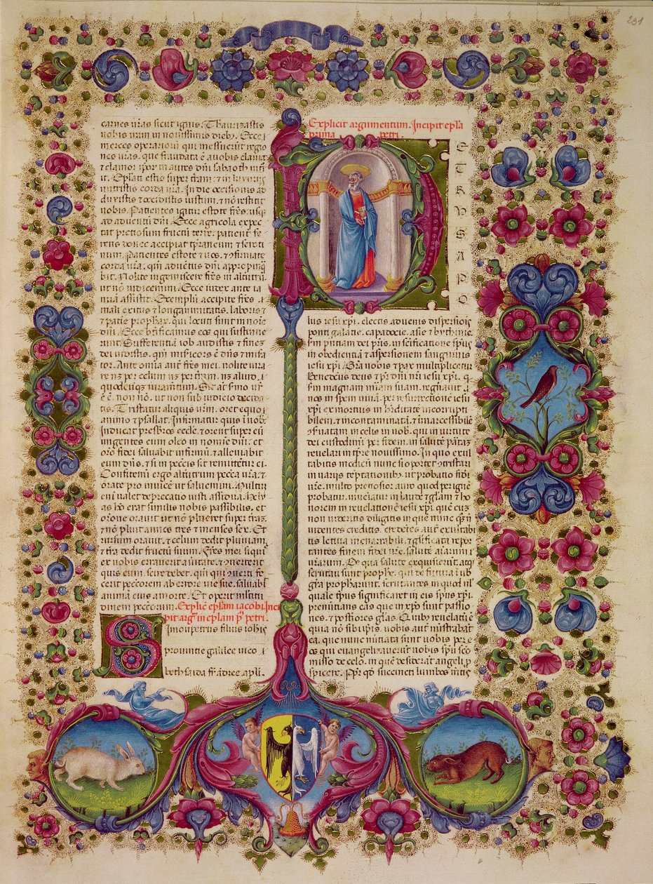 Fol.231r Første Brev fra Sankt Peter til Apostlene, fra Borso d