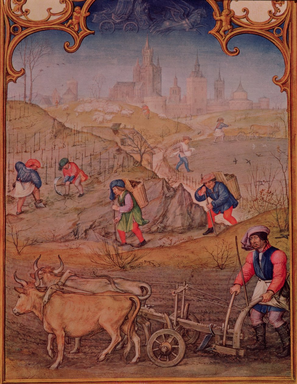 Fol.3v Marts måned: Arbejde på marken, fra Breviarum Grimani af Italian School