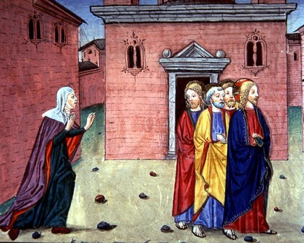 Fol.86v Kristus møder en kvinde og siger 
