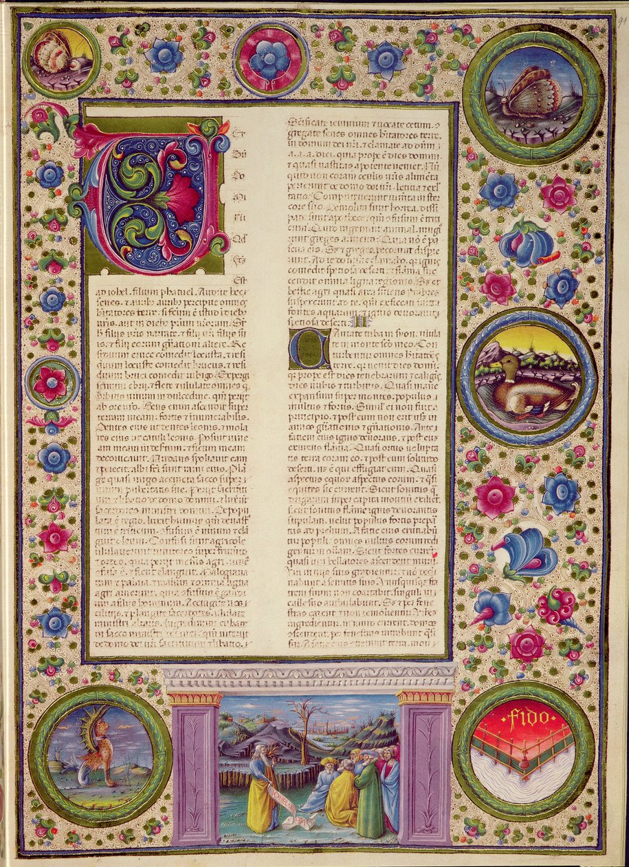 Fol.91r Profeten Joels bog (en mindre profet fra det 8. århundrede f.Kr., som prædikede i Jerusalem), fra Borso d