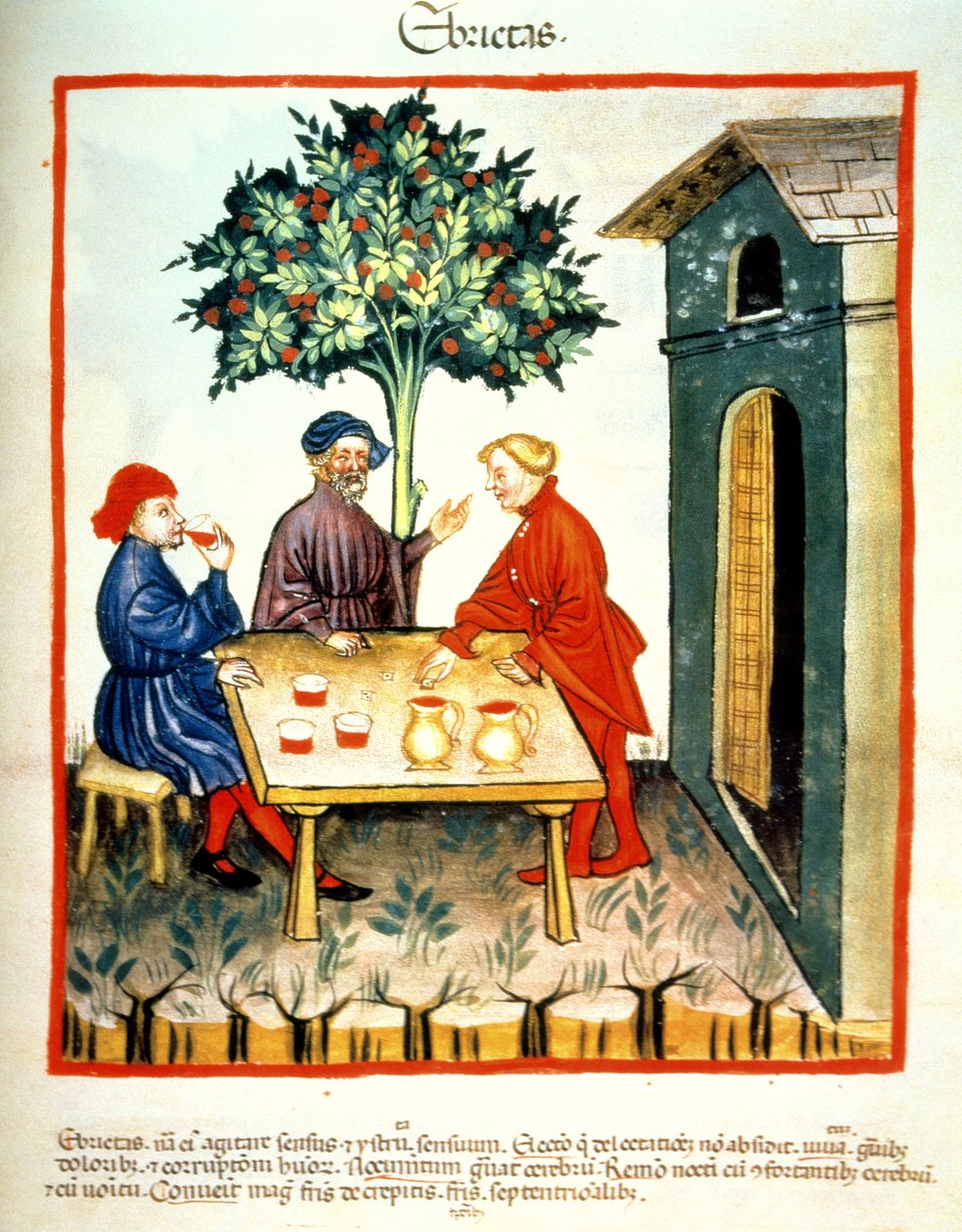 Fol.99r Drunkenness, illustration fra Tacuinum Santiatis Codex Vindobonensis af Italian School