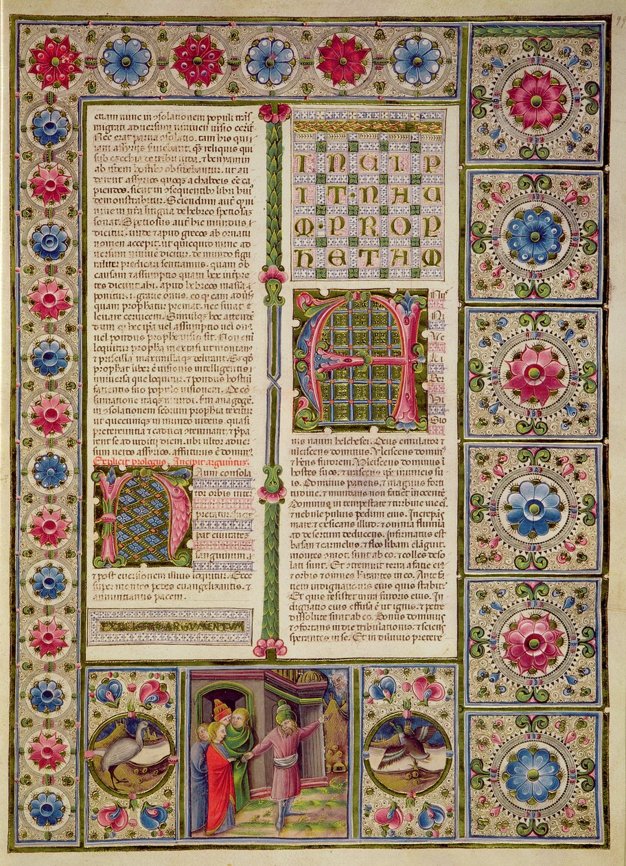 Fol.99r Åbning til profeten Naums bog, fra Borso d