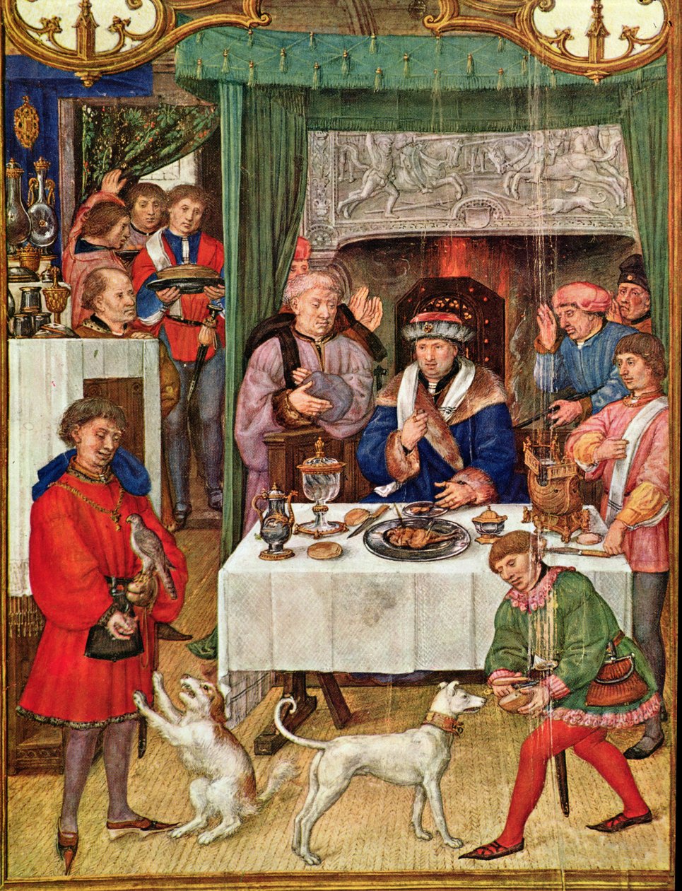 Fol 1v Januar måned: Rich Lord at the Table, fra Breviarium Grimani, c.1515 af Italian School