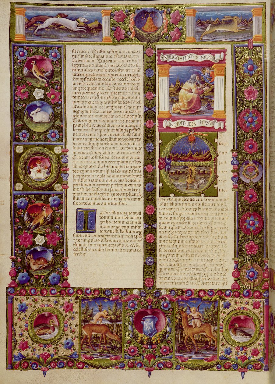 Fol. Slutningen af Mosebogen, begyndelsen af Josvas Bog, fra Borso d
