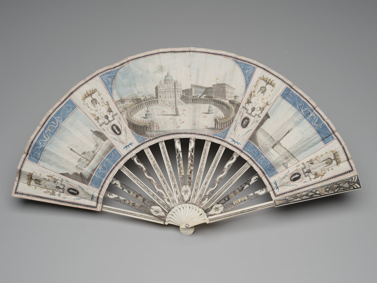 Folding fan with views of the monuments of Rome, c.1780s-1790sdani af Italian School
