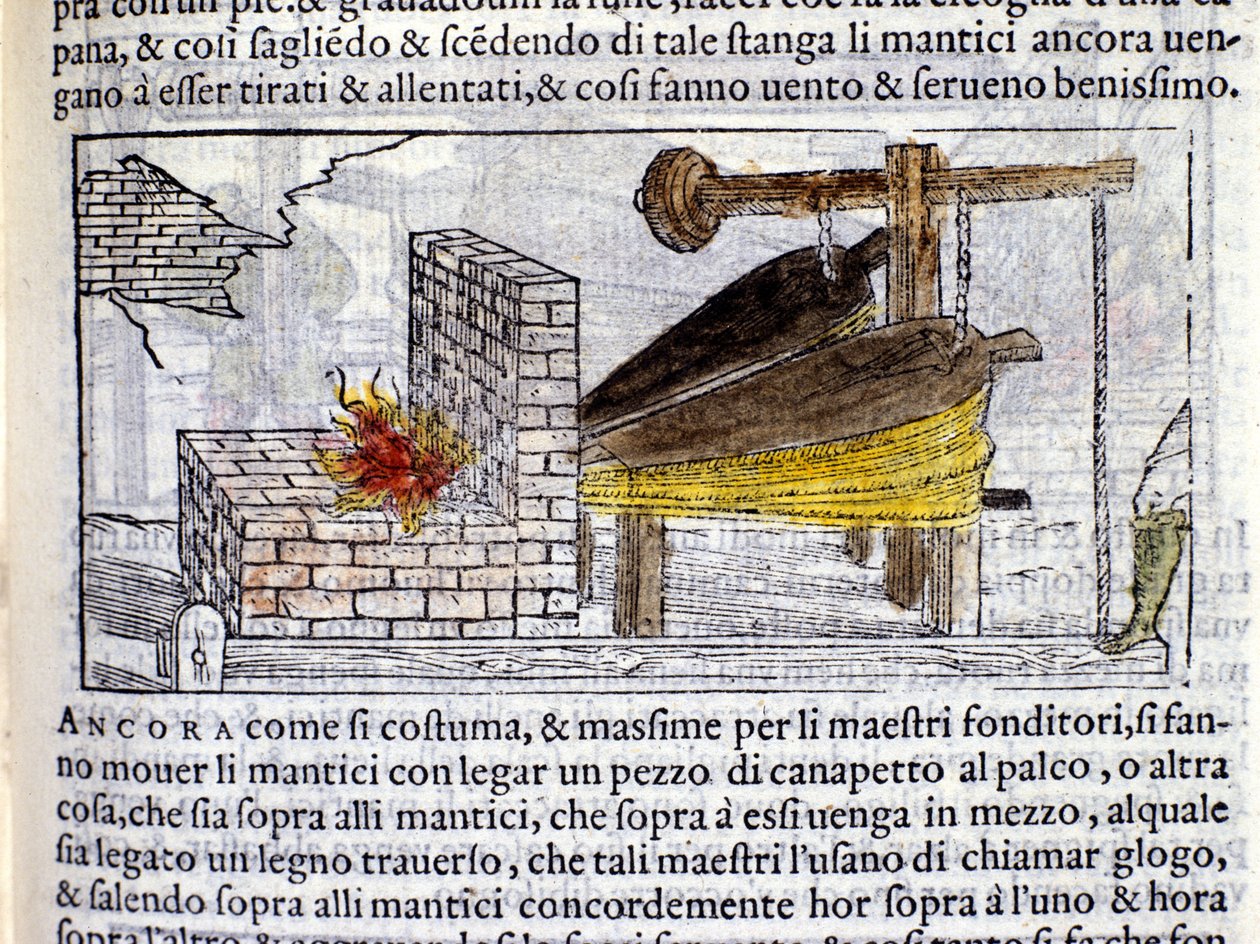 Forge - i "Pirotechnia"" af Biringuccio af Italian School