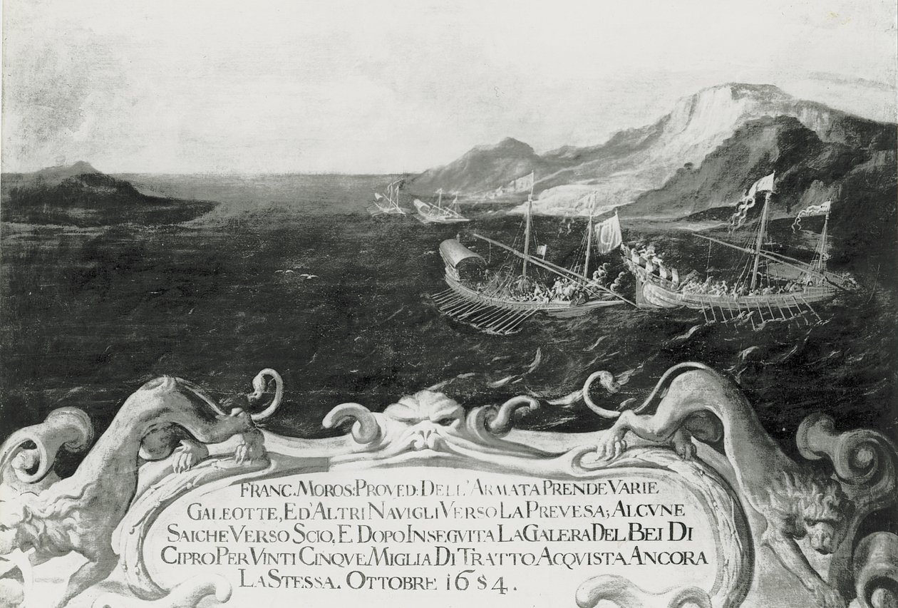 Francesco Morosini (1618-94) i en hændelse ud for Cypern, 1654 af Italian School