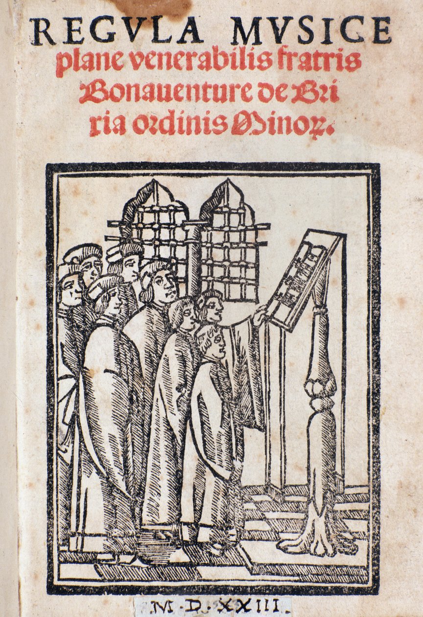 Frontispice fra Regula musica af Bonaventura da Brescia (ca. 1452-c. 1517) af Italian School