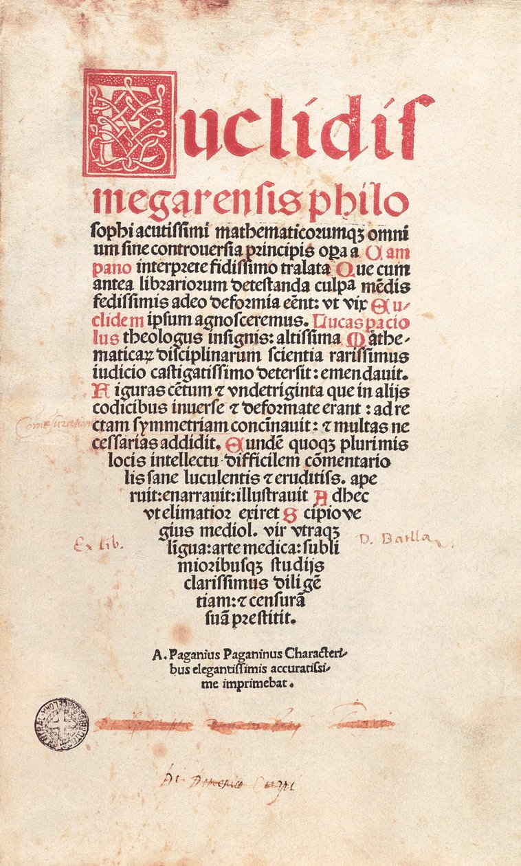 Frontispice af Euklids geometri af Italian School