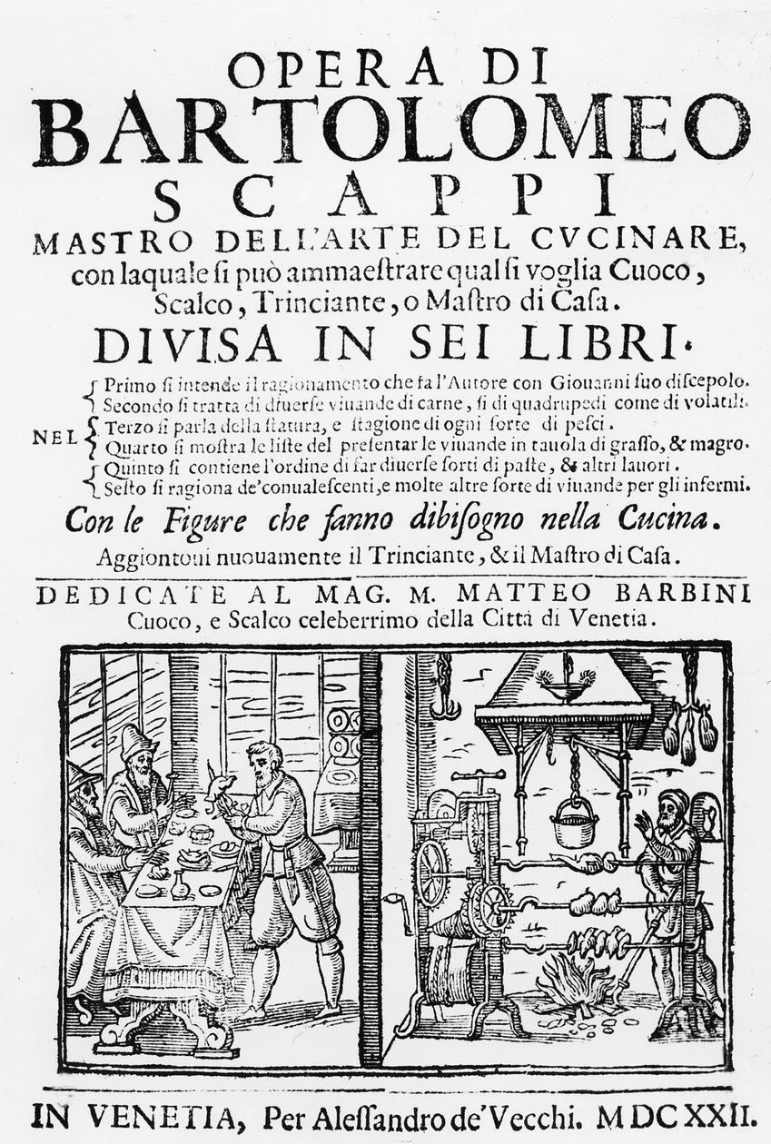 Frontispice til Bartolomeo Scappis kogebog, 1622 af Italian School