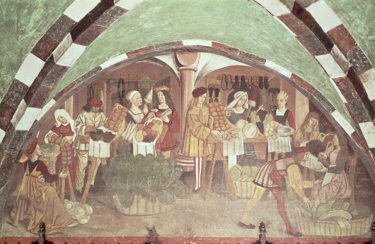 Frugt- og grøntsagsmarked (fresco) (se også 63046) af Italian School