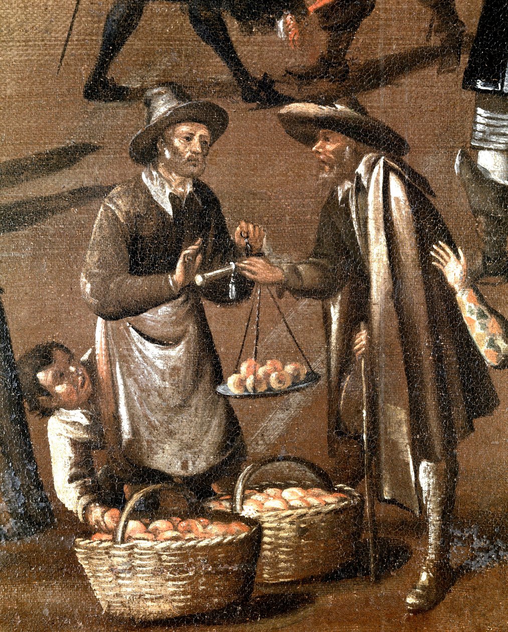 Frugtsælger og lille tyv, detalje (maleri af Italian School