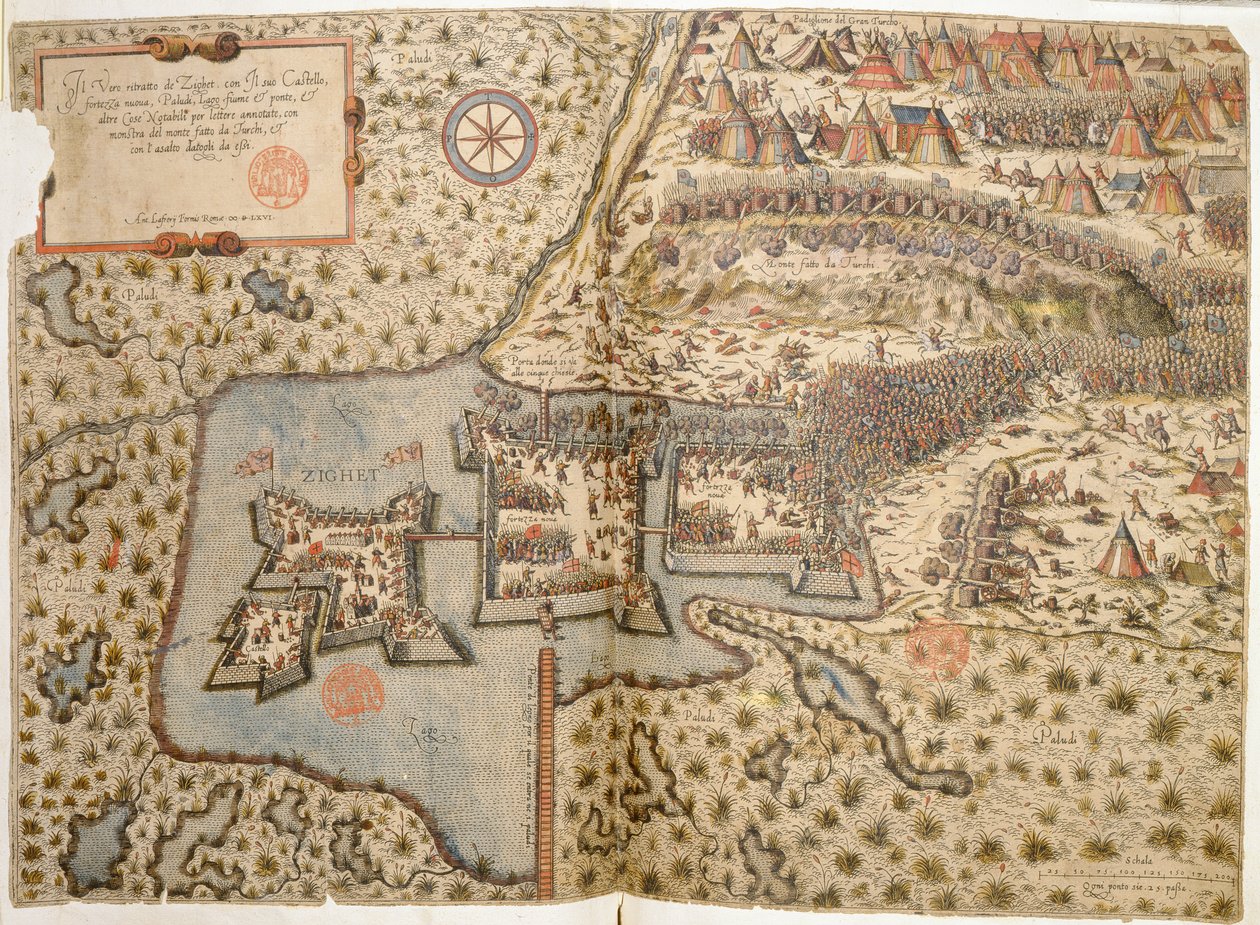 Generelt billede af slaget ved Szigetvar, 1566 af Italian School
