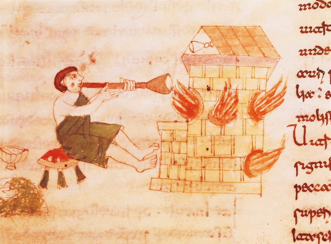 Glaspustere, miniature fra "De universo" af Rabano Mauro, manuskript, Italien 11. århundrede. af Italian School