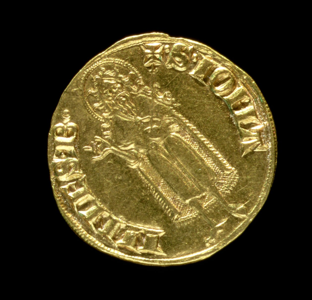 Guldflorin (bagside) forestillende St. Johannes Døberen, florentinsk, 1252 (for forside se 83495) af Italian School
