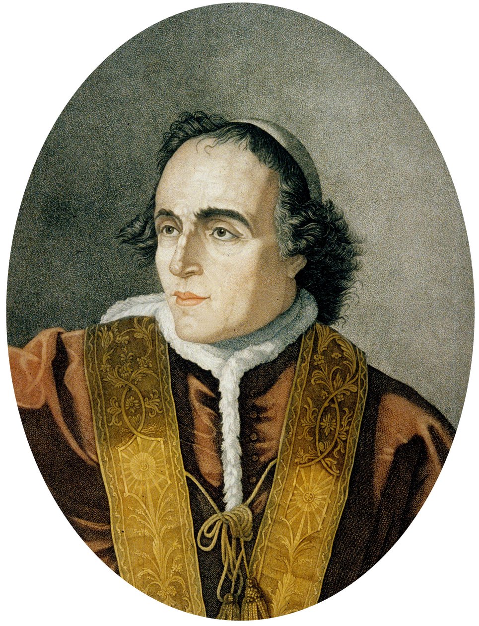 Gregorio Luigi Barnaba Chiaramonti, pave Pius VII (farvet gravering) af Italian School