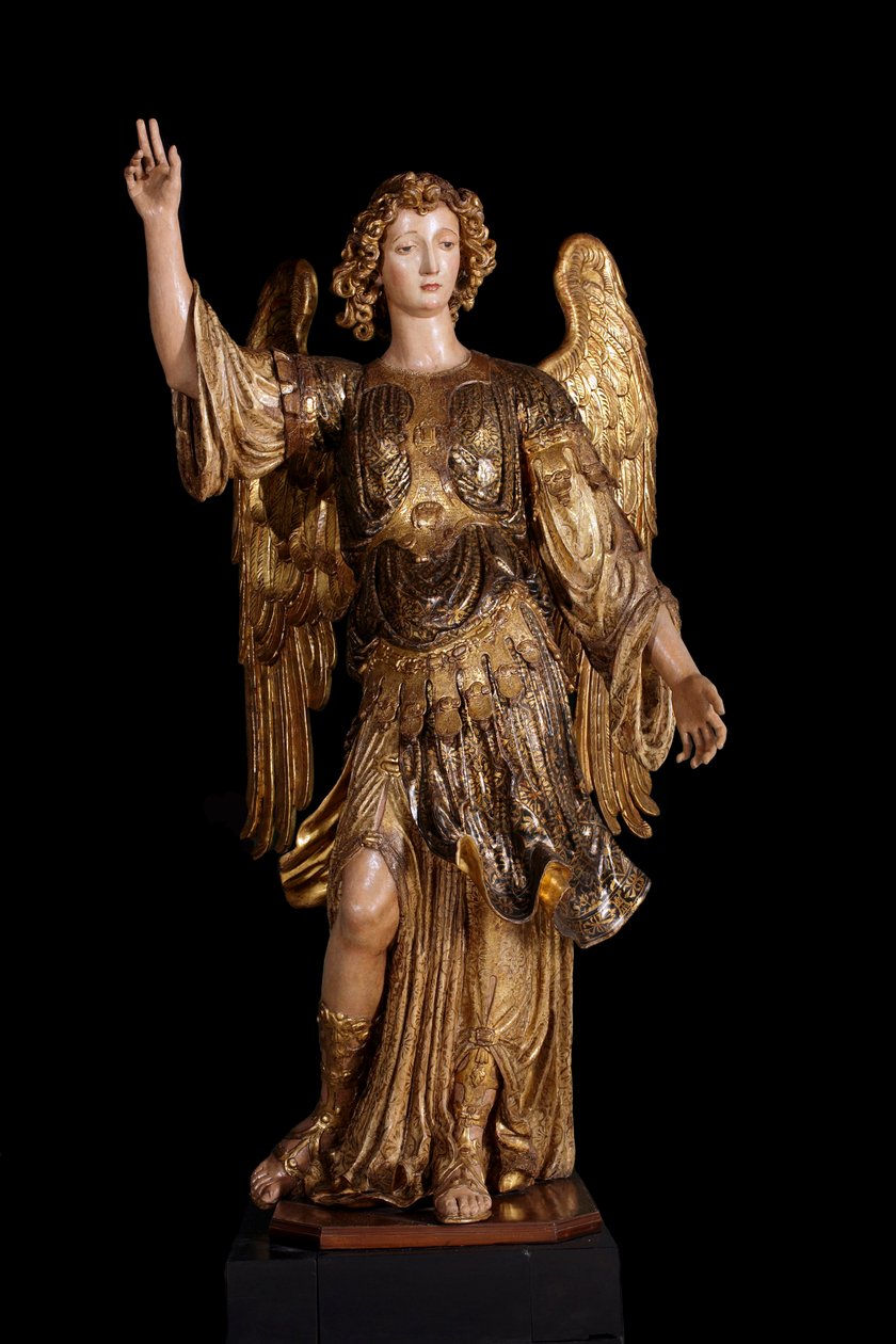 Guardian Angel (træskulptur, maleri og guld af Italian School