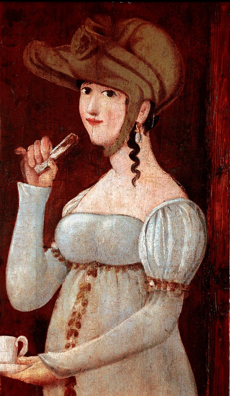 Håndlavet chokolade: smagning. Anonym maleri af skilt. 1875-1900 Milano, museo di Milano af Italian School