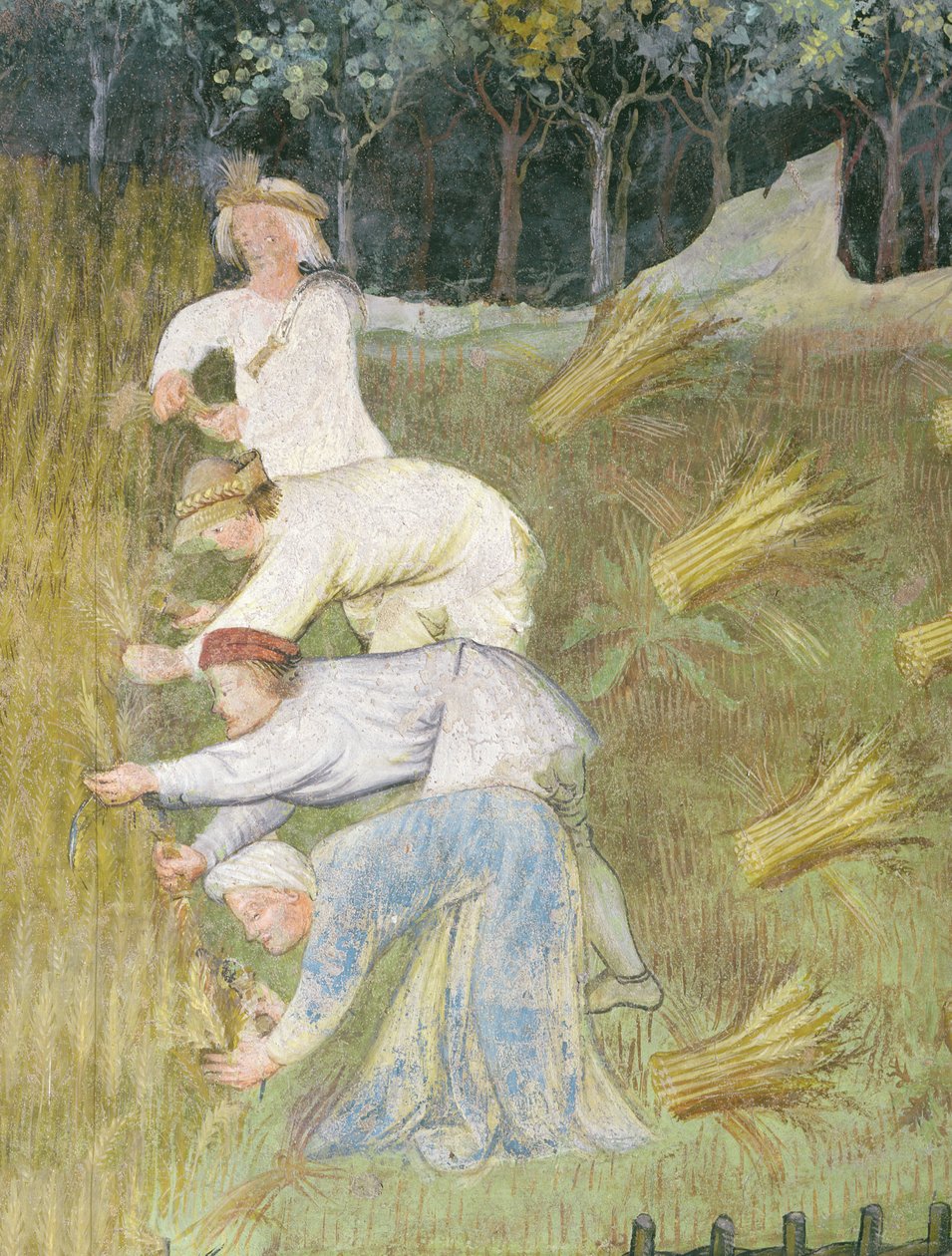 Høst af hvede, detaljer (fresko) af Italian School
