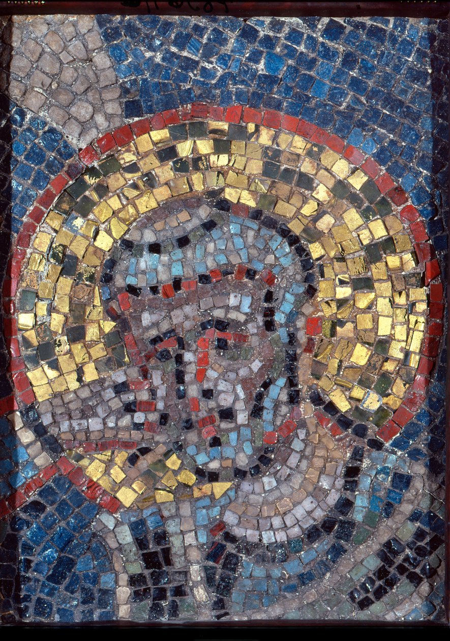 Hoved af Saint Ambrose, første halvdel af det 9. århundrede (mosaik) af Italian School
