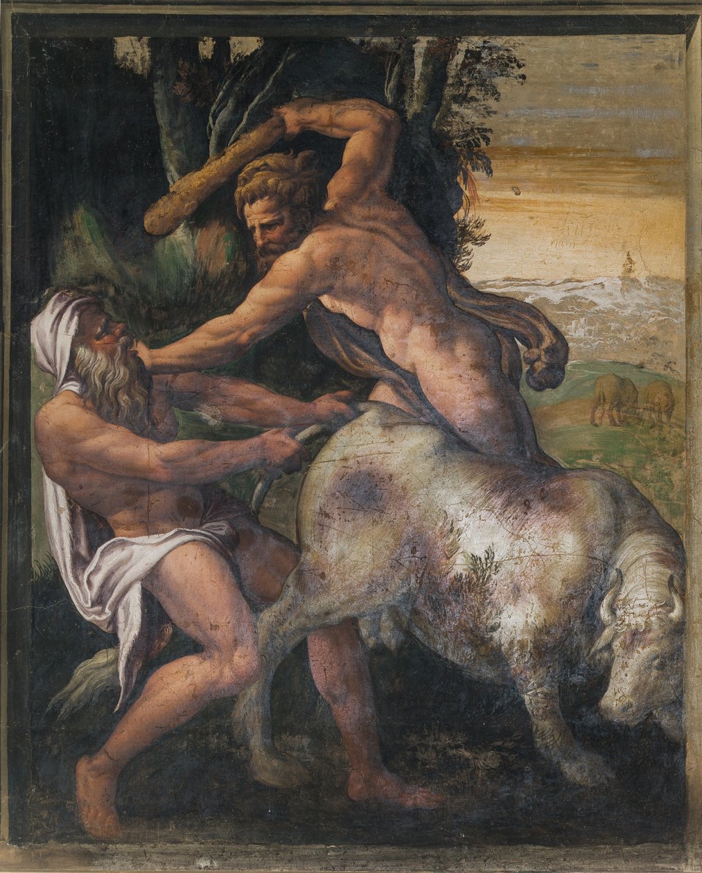 Hercules dræber den kretensiske tyr, Yellow Room af Italian School