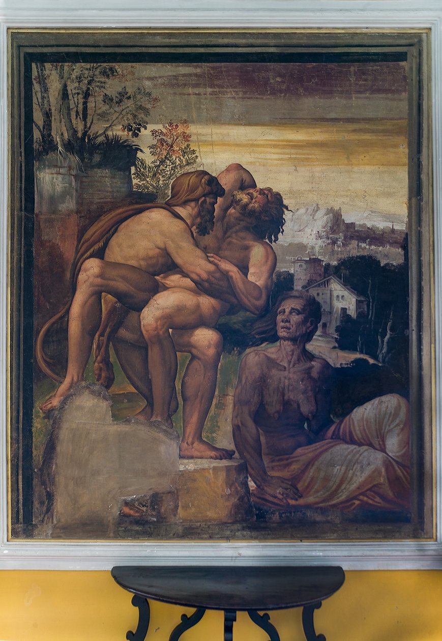 Herkules dræber Antaeus, fra det gule rum af Italian School