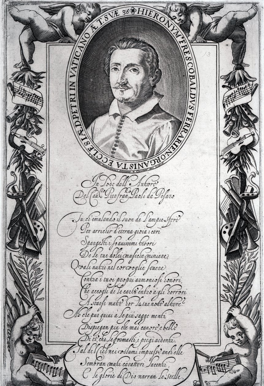 Hieronymus Frescobaldi, graveret af Christian Sas af Italian School