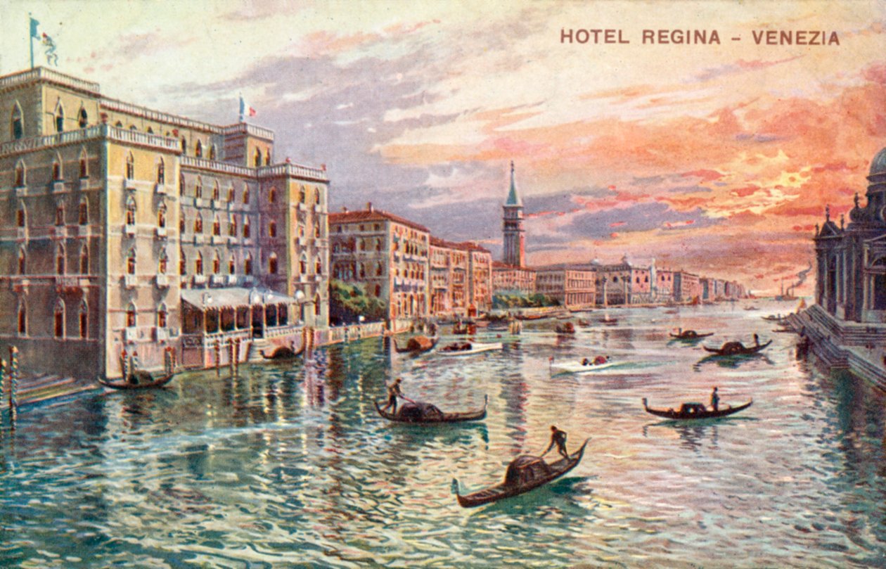 Hotel Regina, Venedig (farvelitografi) af Italian School