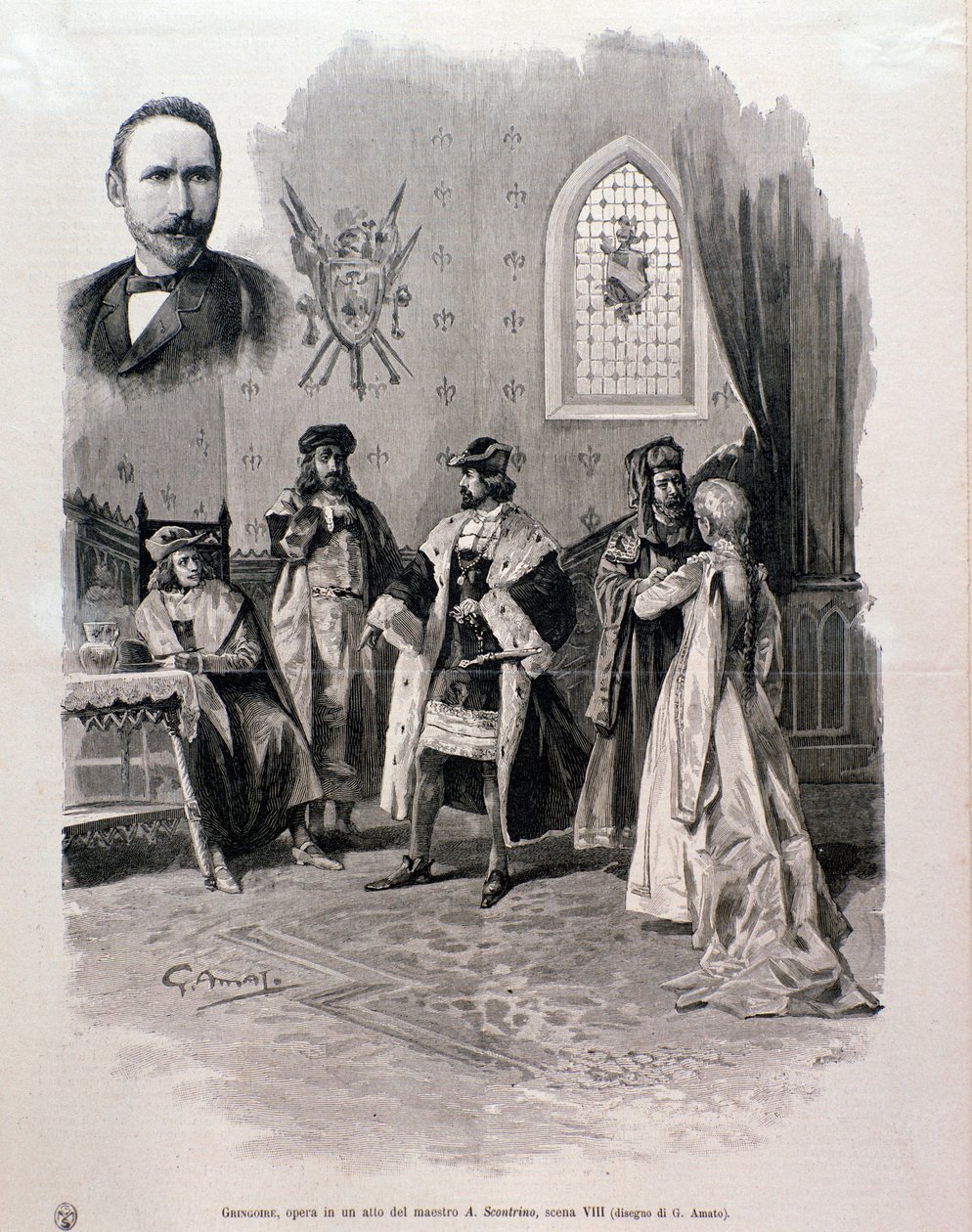 Illustration af Pierre Gringoire, værk af Antonio Scontrino af Italian School