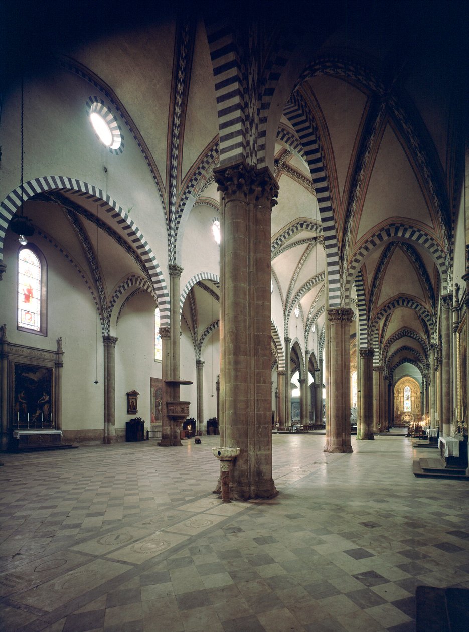 Indvendig udsigt over basilikaen Santa Maria Novella af Italian School
