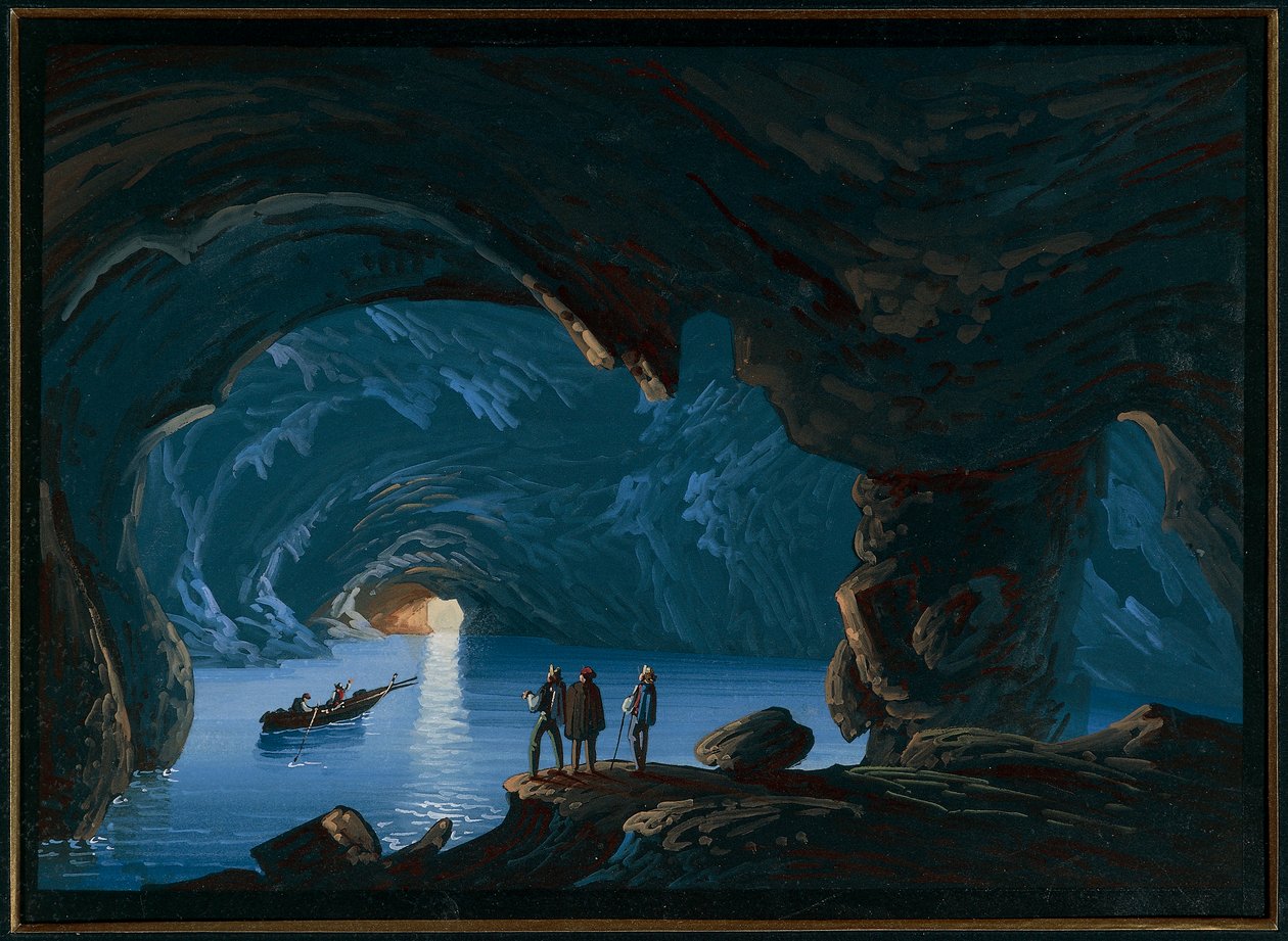 Øen Capri, den blå grotte af Italian School