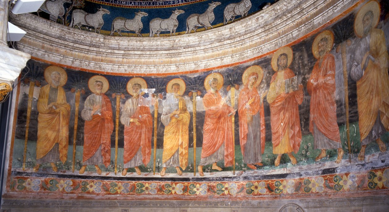 Jesus og Maria blandt de tolv apostle af Italian School