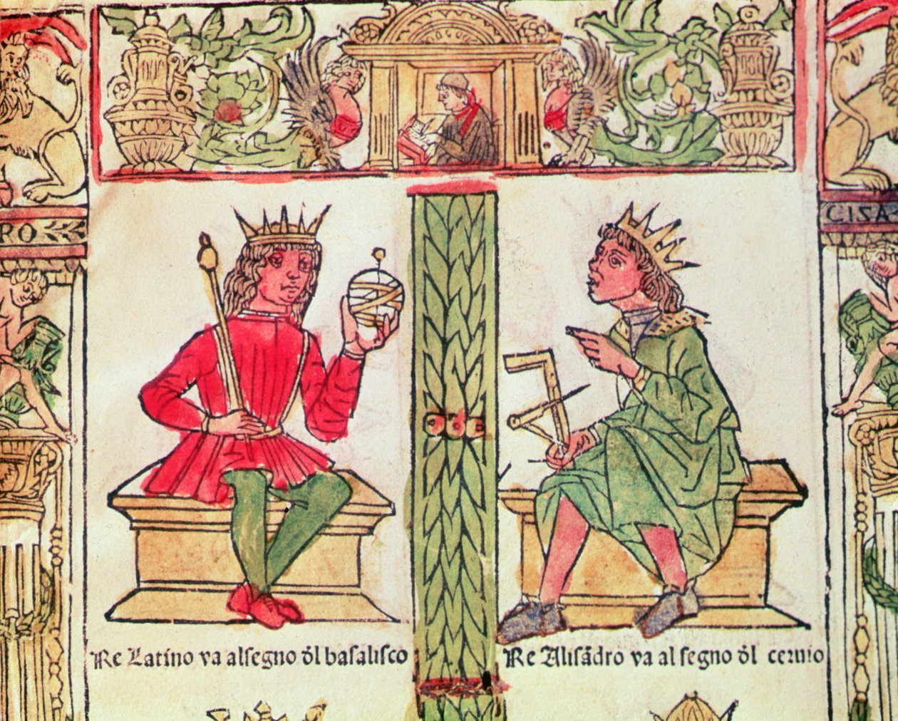 Kong Latinus og kong Alexander, fra Skæbnens bog af Lorenzo Spirito Gualtieri (trykt papir) af Italian School