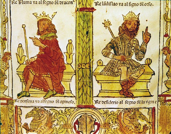 Kong Porsenna og kong Desiderius, fra Skæbnens bog af Lorenzo Spirito Gualtieri (trykt papir) af Italian School