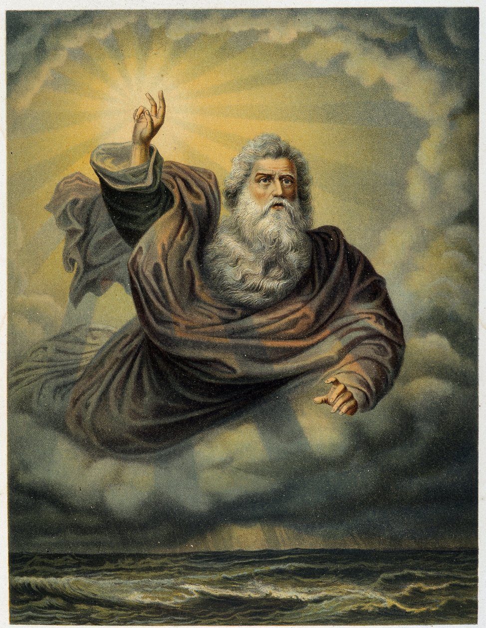 Light be made - i "Den gyldne klassiske bibel: historie om guddommelig åbenbaring i det gamle og i den nye stræben" "af Giovanni Ladislao Sykora (bd. 1), oversat af Don Clemente Benetti. (italiensk bibel) af Italian School