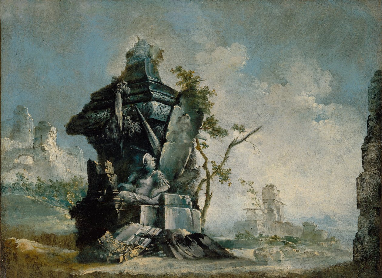 Landskab (Capriccio) c.1780 af Italian School
