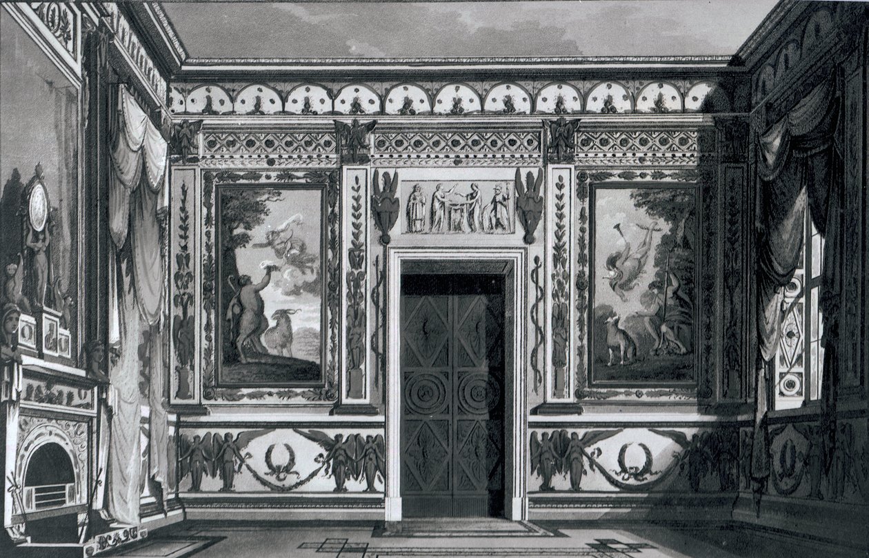 Stor græsk salon, fra Architectural Decorations af Gaetano Landi, 1810 af Italian School