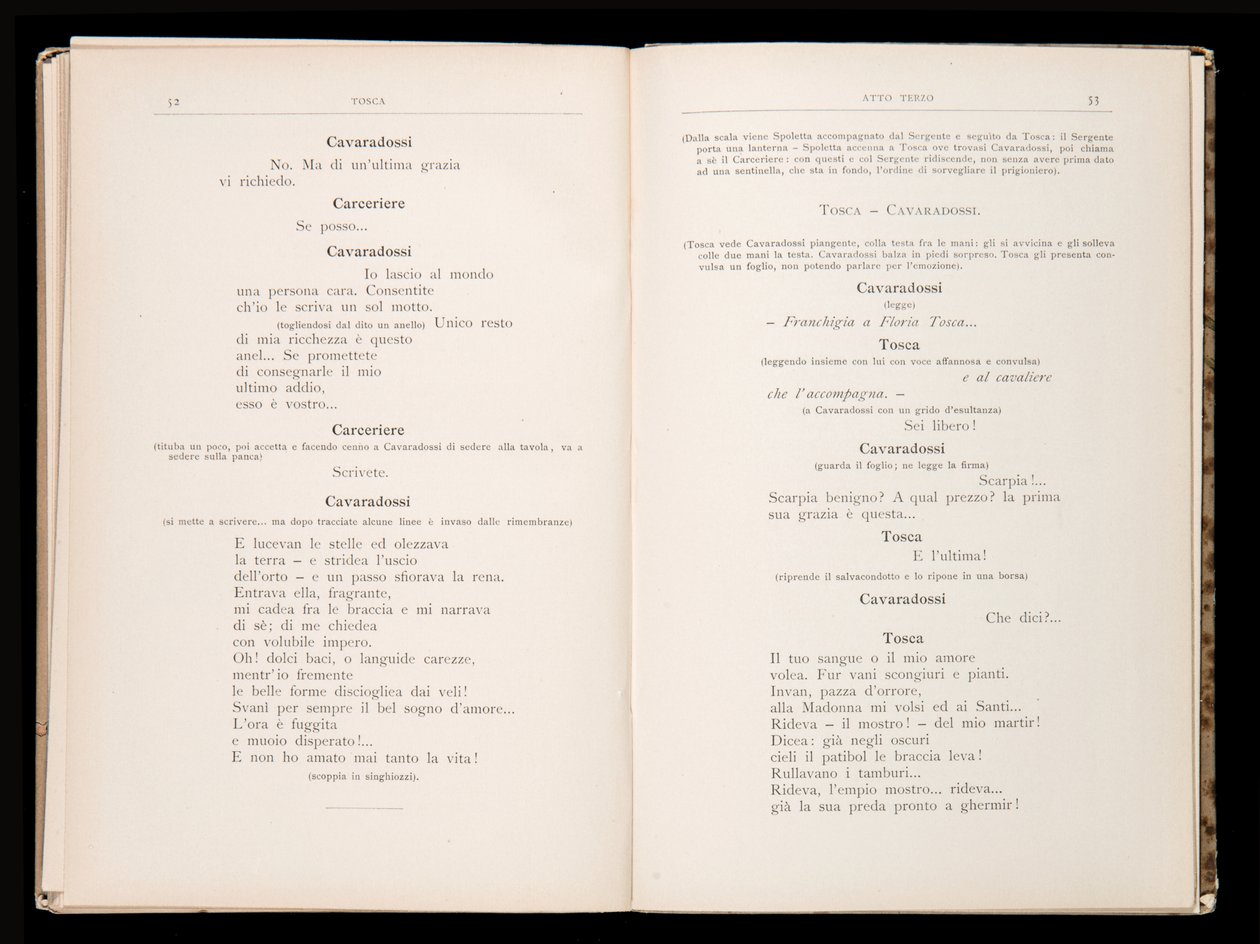 Libretto af Tosca af Giacomo Puccini, Ricordi Edition, Italien af Italian School