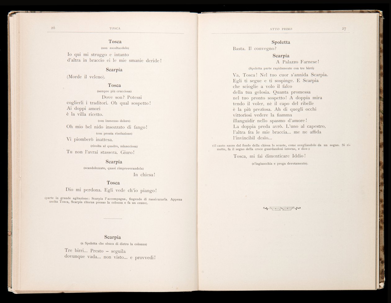 Libretto af Tosca af Giacomo Puccini, Ricordi Edition, Italien af Italian School
