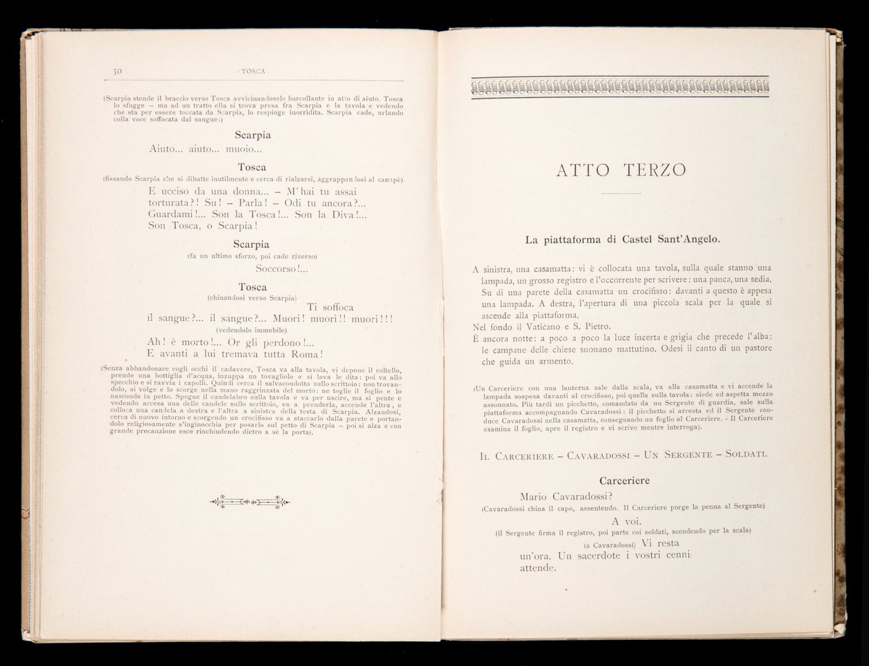 Libretto af Tosca af Giacomo Puccini, Ricordi Edition, Italien af Italian School
