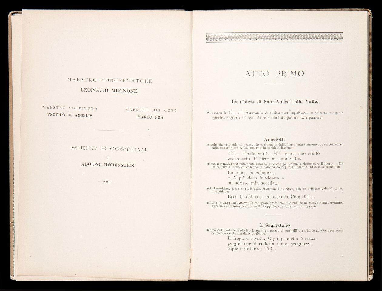 Libretto af Tosca af Giacomo Puccini, Ricordi Edition, Italien af Italian School