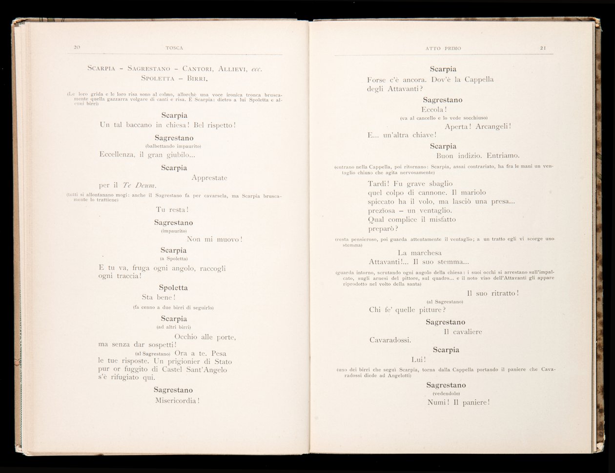 Libretto af Tosca af Giacomo Puccini, Ricordi Edition, Italien af Italian School