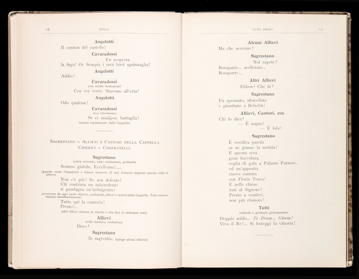 Libretto af Tosca af Giacomo Puccini, Ricordi Edition, Italien af Italian School