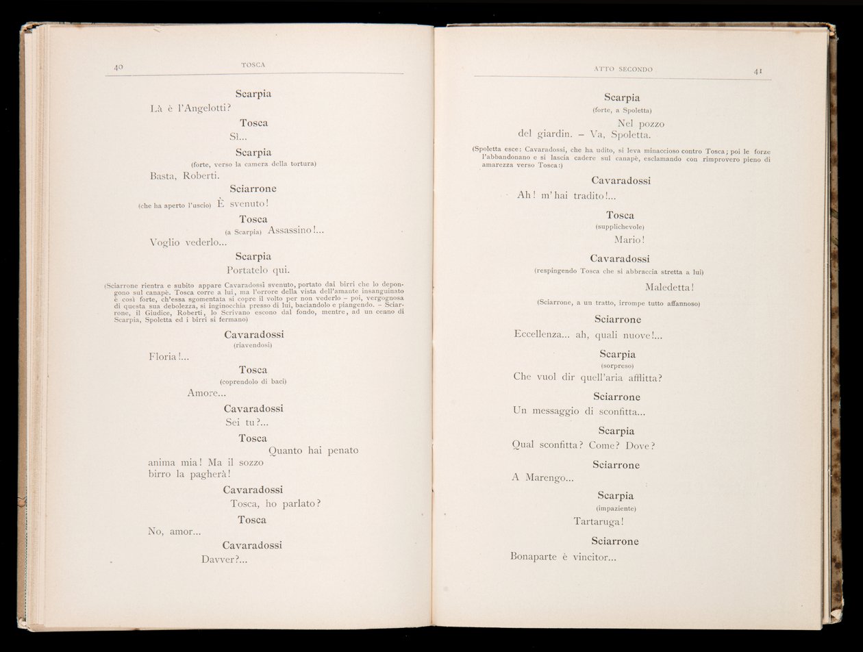 Libretto af Tosca af Giacomo Puccini, Ricordi Edition, Italien af Italian School