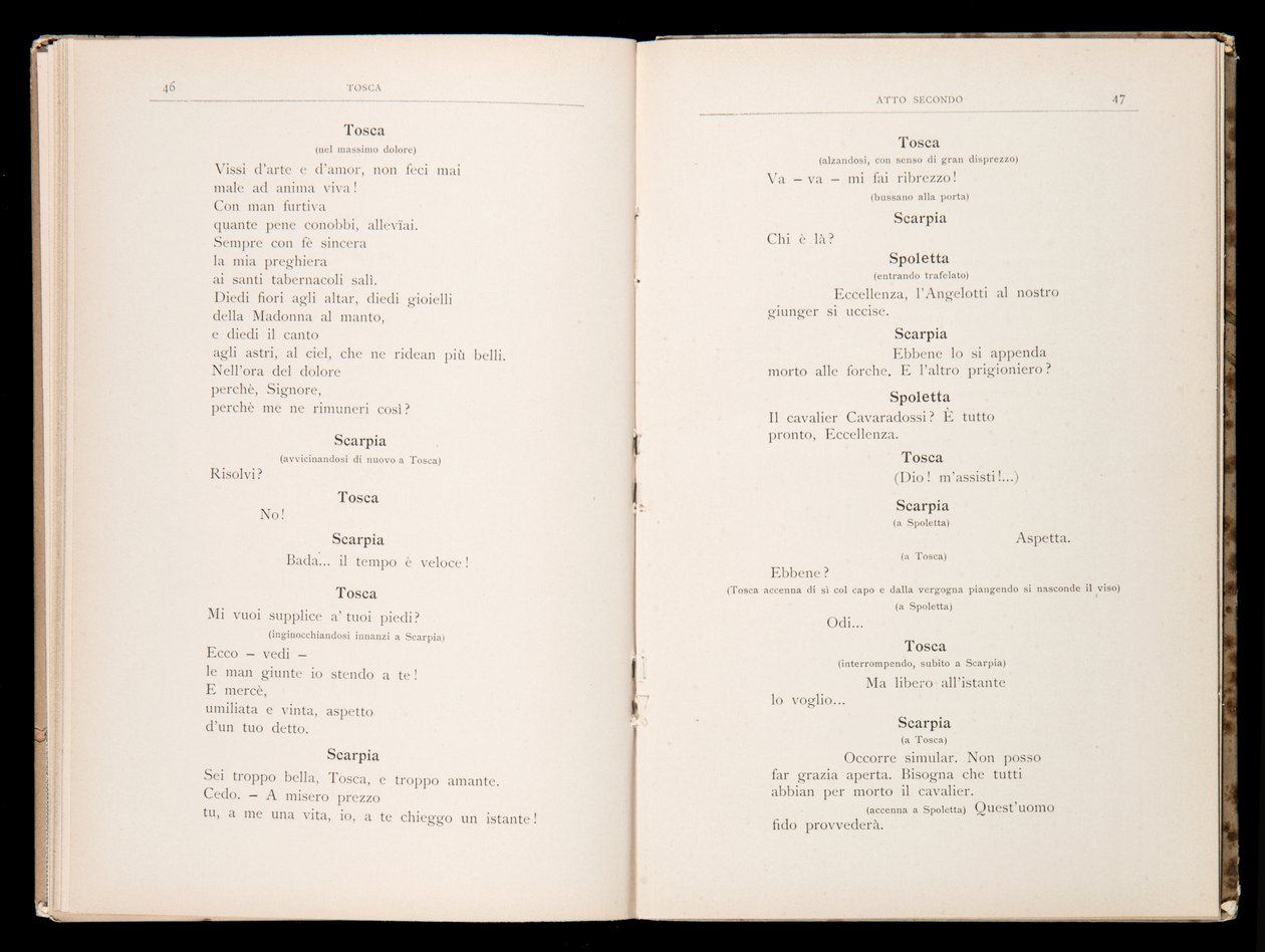 Libretto af Tosca af Giacomo Puccini, Ricordi Edition, Italien af Italian School