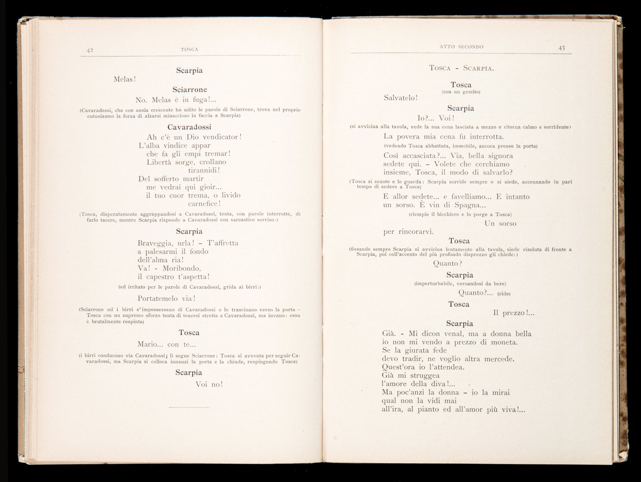 Libretto af Tosca af Giacomo Puccini, Ricordi Edition, Italien af Italian School