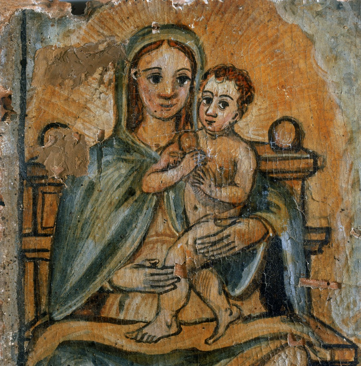 Madonna med barn, detalje af et ex-voto, 1604 af Italian School