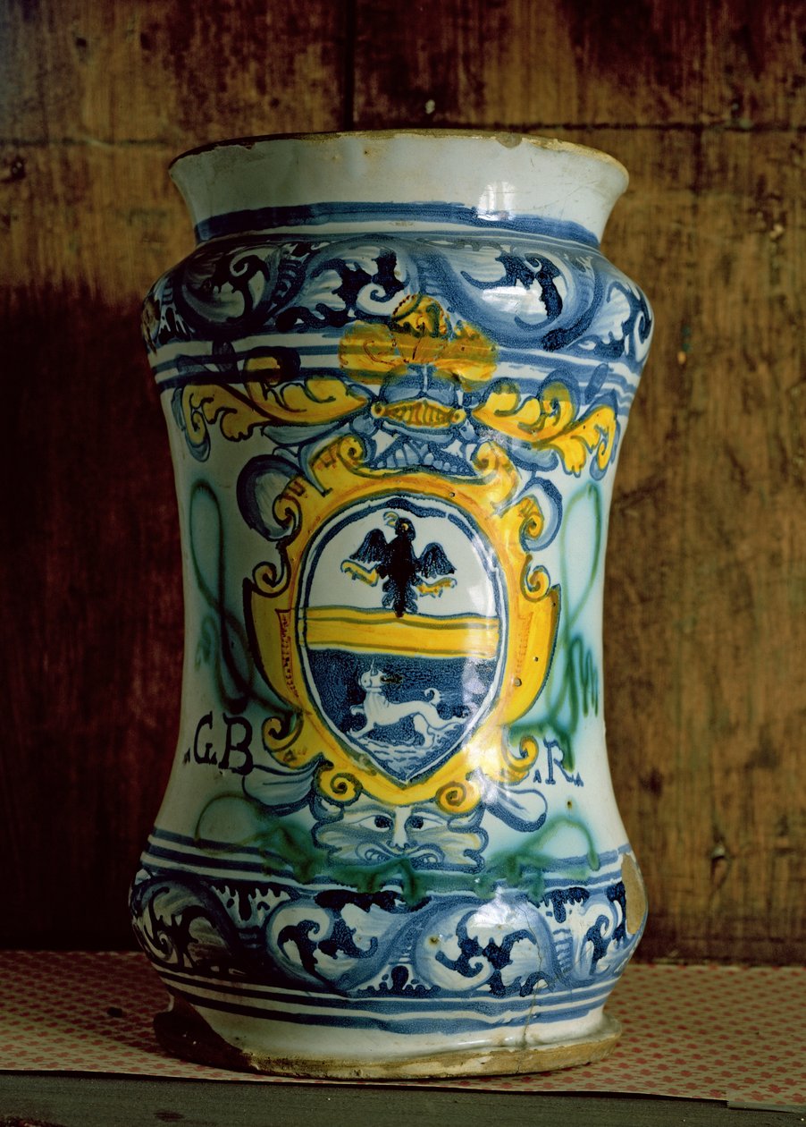 Maiolica apotekerkrukke (lertøj) af Italian School