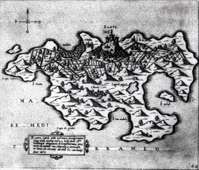 Kort over øen Zante, en venetiansk højborg mod tyrkerne af Italian School