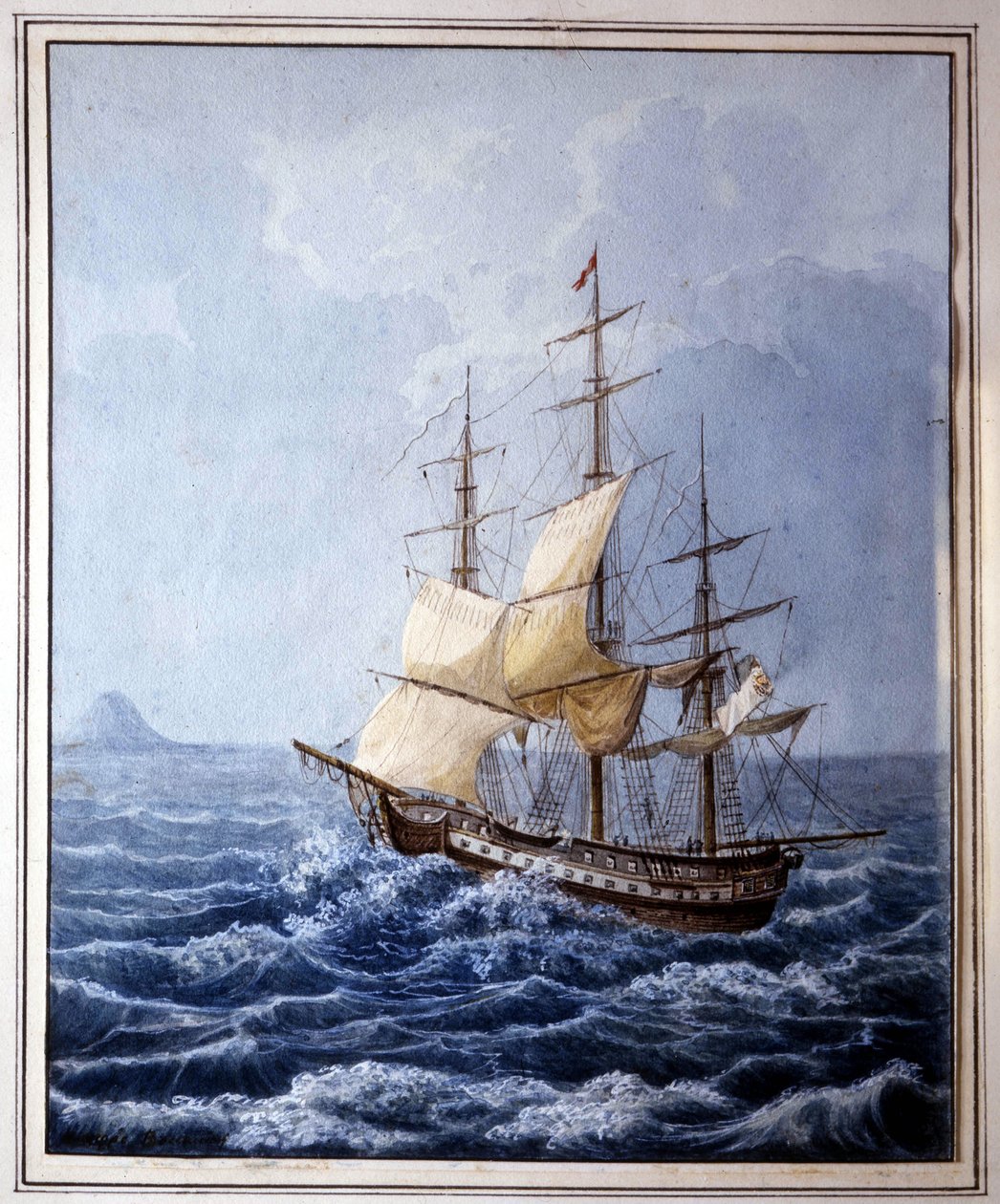 Marie Louise af Parma ombord på en sejlbåd, der tager hende til Napoli den 10/07/1824, maleri af B. Boccaccio.Museo Glauco Lombardi fra Parma af Italian School